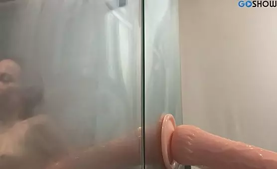 Wet Dildo Blowjob Under Shower