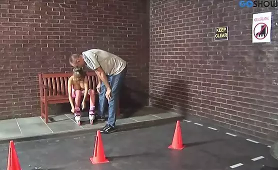 Blonde Babe on Wheels Spreading Her Legs for a Wild Ride